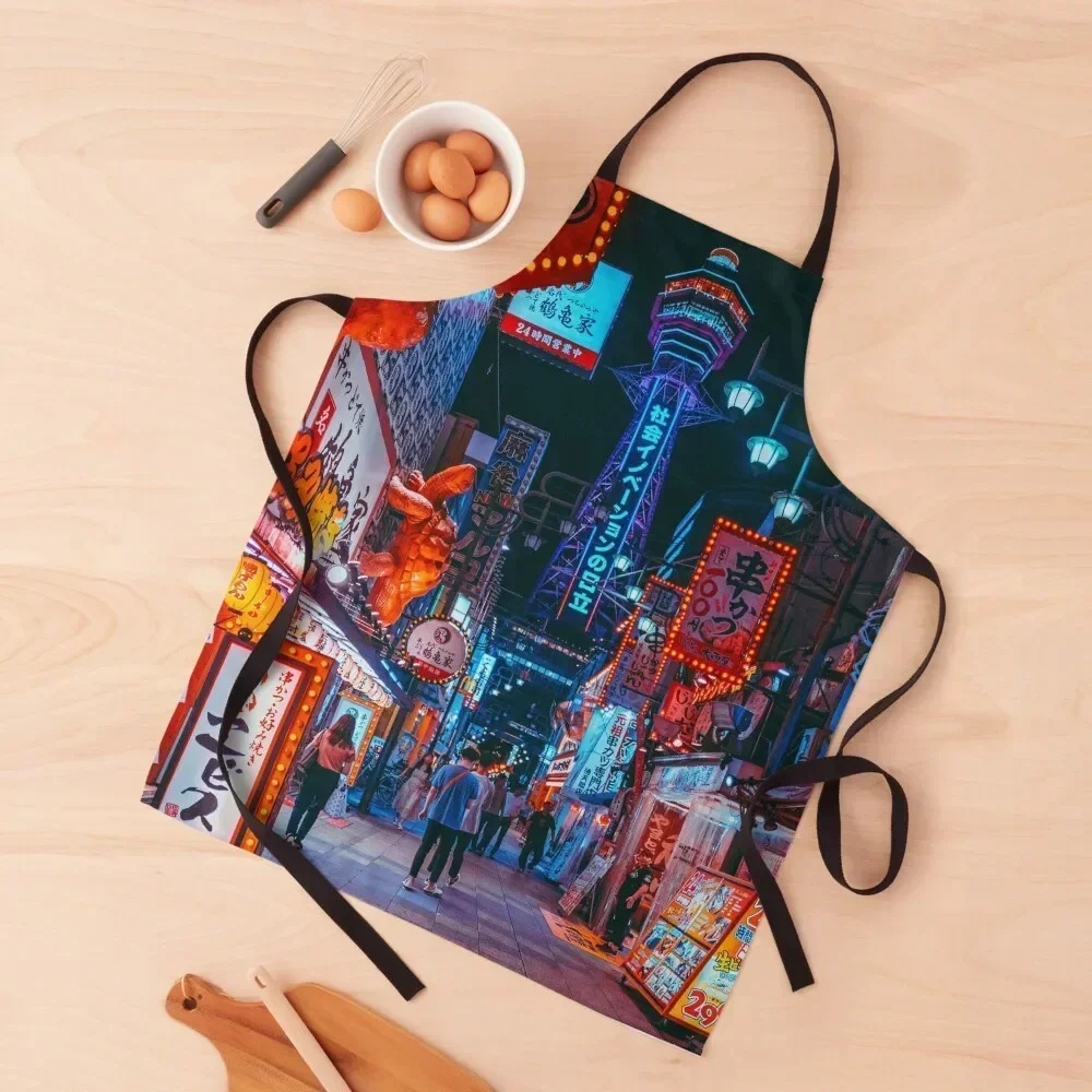 

Dreamlike Osaka Nights Apron Cleaning Products For Home Korean for women halloween waterproof for women Apron