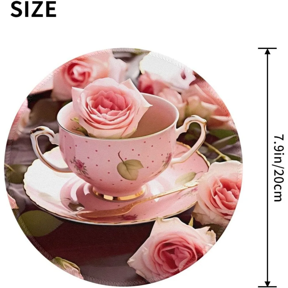 Tapete de mouse para jogos romântico Shabby Chic com estampa rosa com borda costurada e base de borracha antiderrapante