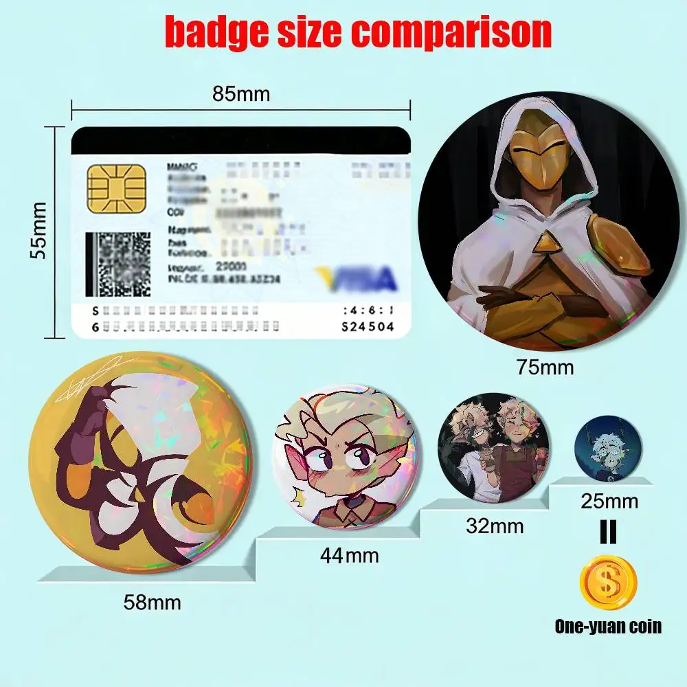Grimwalker Hunter cool The Owl House Reflective Pin Tinplate Round Brooch Cartoon Cosplay Badges for Bag Hat Toys Gifts view 2