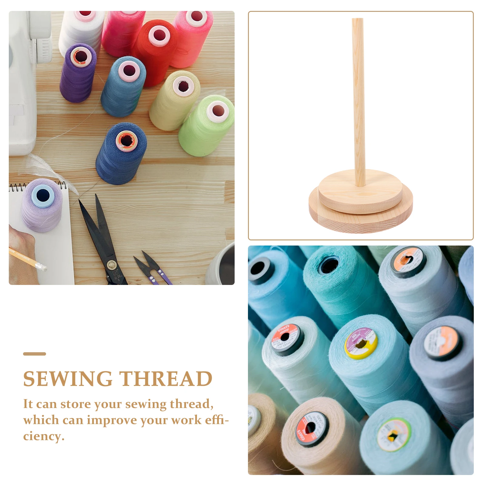 

Wooden Spool Holder Rotating Rack 12cm Spool 15cm Base Smooth Embroidery Thread St Sewing Quilting Yarn ganizer Storage Craft