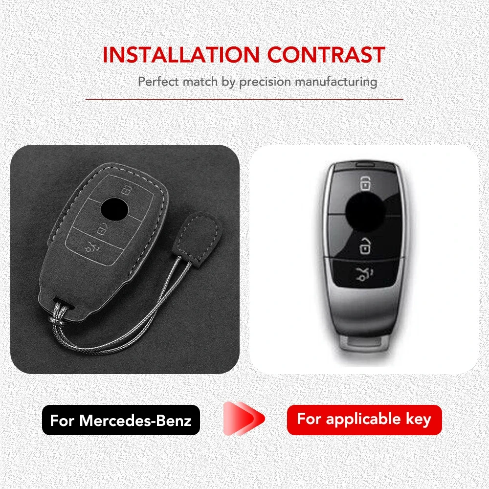 Suede Leather Car Key Case For Mercedes Benz A C E S G Class GLC CLE CLA GLB GLS W177 W205 W213 W222 X167 AMG Accessories