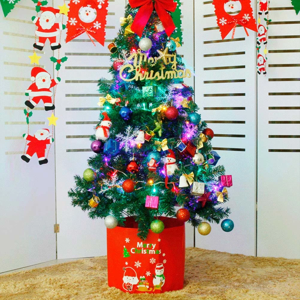 

Christmas Tree Decorations Non-woven Storage Box Christmas Fold Tree Skirt Box Christmas Tree Foot Cover Base Box (Red)