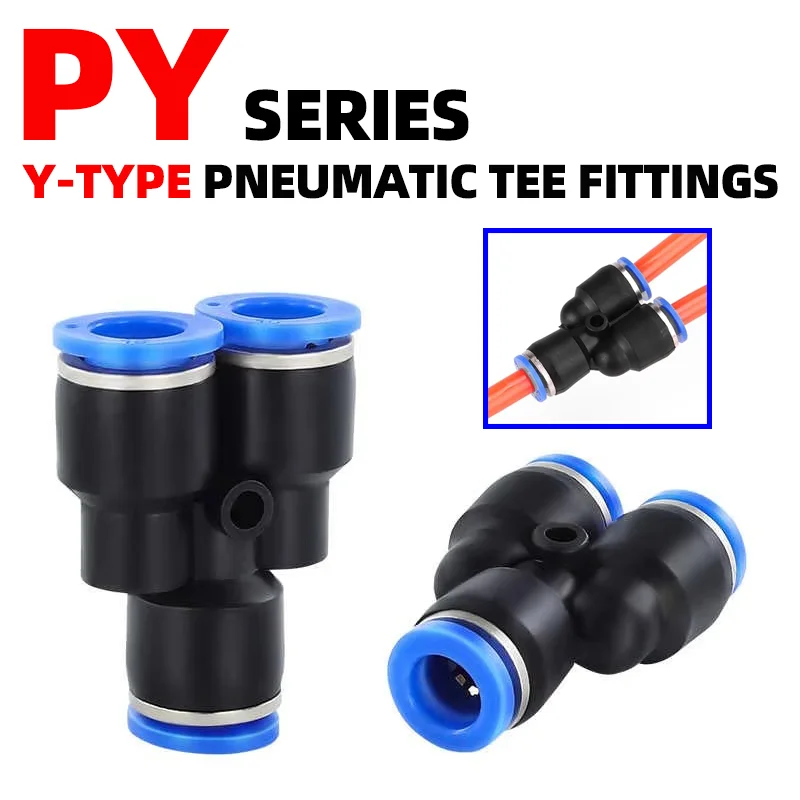 10pcs PY Series Y - Type Pneumatic Tee Fittings | 4mm 6mm 8mm 10mm 12mm OD Air Hose Quick Connectors PY4 PY6 PY8 PY10 PY12
