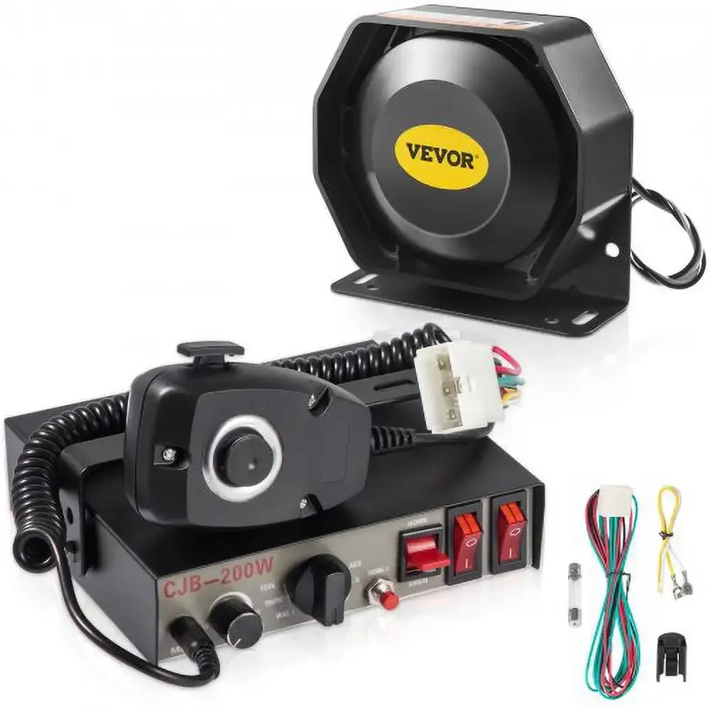 

200W Siren Bundle 8 Tones Emergency Warning Siren with PA Speaker MIC System Vehicle Siren Box Fit