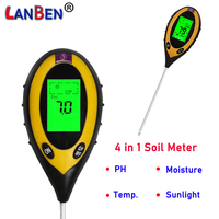 Digital 4 In 1 Soil PH Meter Soil Moisture Monitor Temperature Sunlight Tester for Gardening Plants Farming with Blacklight