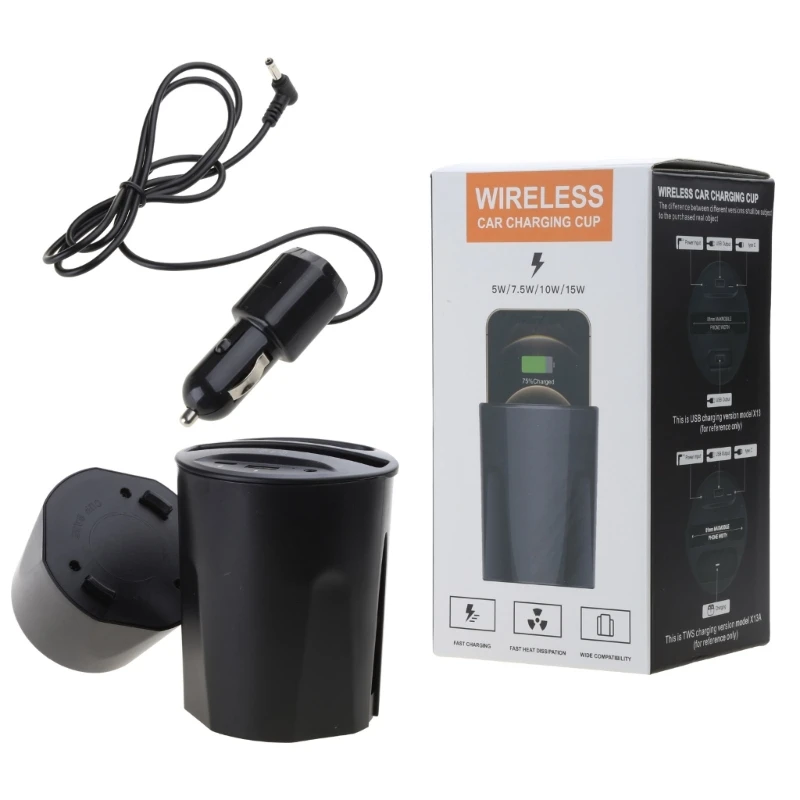 Car Wireless Cup with USB Output 15W Fast Charging Technology for Phone P8DC