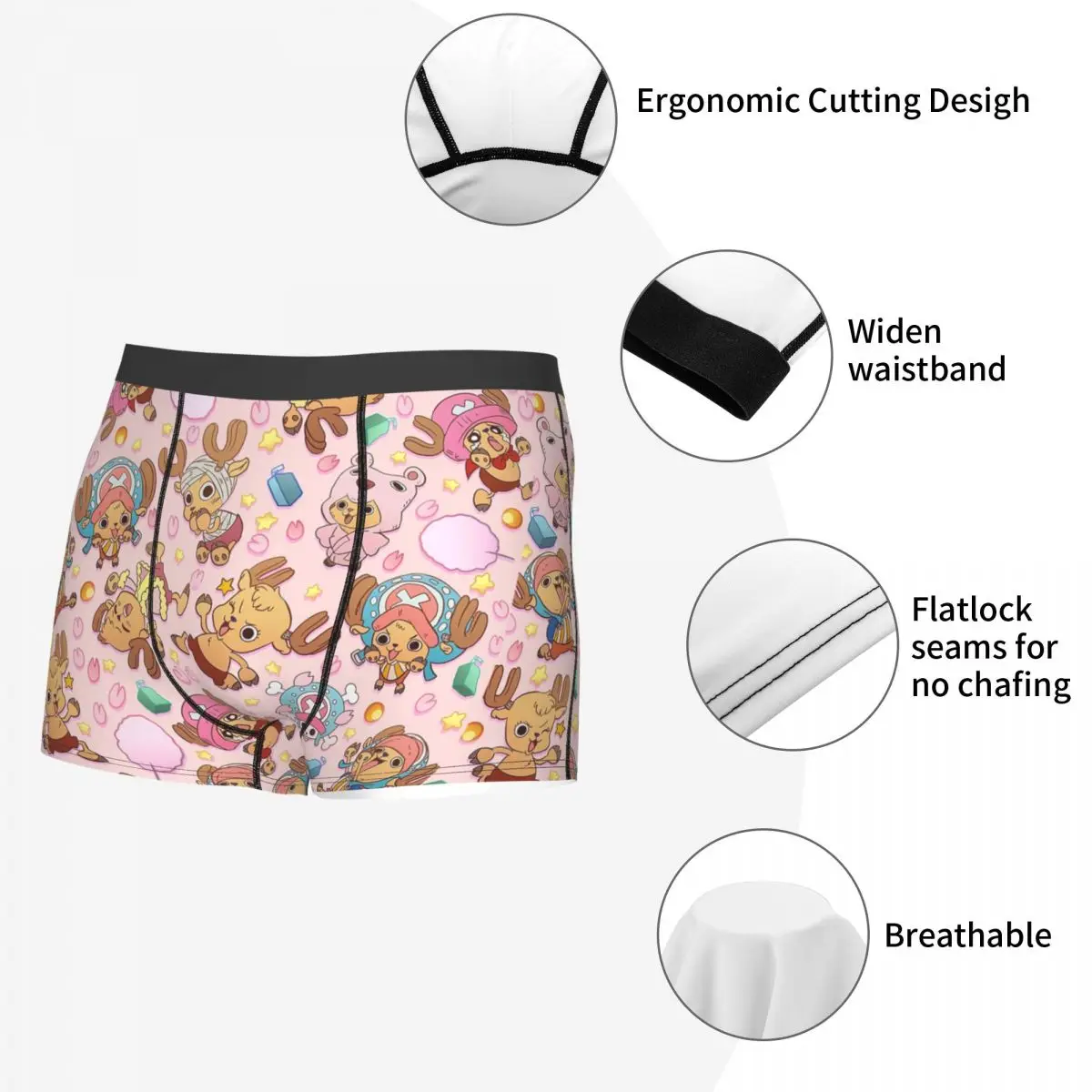 Novelty Boxer Shorts Panties Briefs Mens Tony Kawaii Chopper Anime Elk Underwear Pirates Breathable Underpants for Homme Print