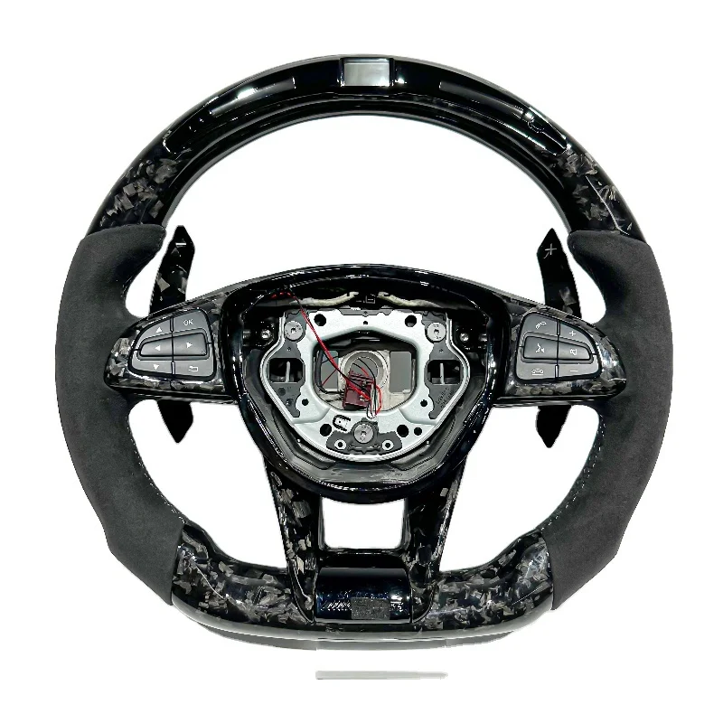 

With LED Forged Carbon Fiber Leather Car Sports Steering Wheel for W205 W204 W203 W212 W213 CLS W222 C300