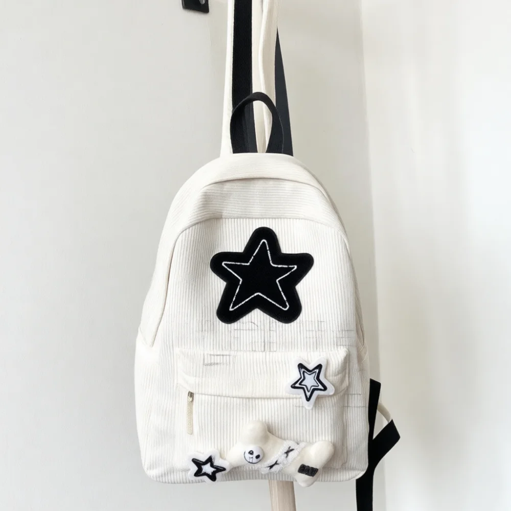 Trendy Starry Print Backpack Casual Schoolbag Japanese College Style Knapsack Large Capacity Travel Bookbag Pack