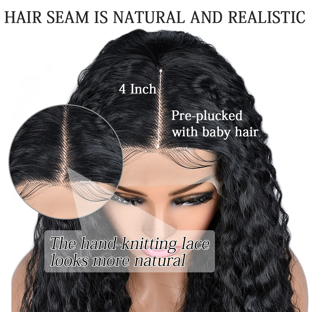 Synthetic Lace Front Wig Pre-Plucked Long Curly Lace Wig For Black Women 26inch Ready to Wear Wigs Beginner Friendly