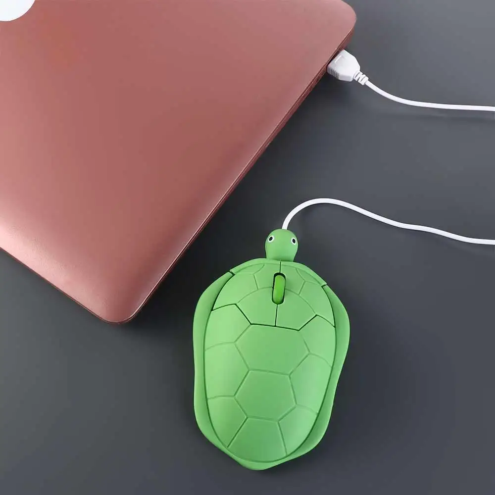 1200DPI Green Turtle Wired Mouse 3.6inch Button Green Turtle Shape Turtle Wired Mouse Cartoon Creative Green Turtle Shape Mice