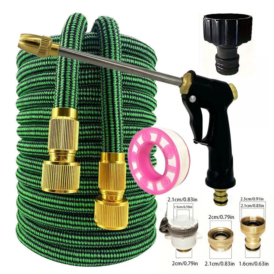 Garten-Teleskopschlauch, Autowasch-Wasserschlauch, lange Schaumlanze mit Schaumkanone, amerikanischer Standard 3/4 Anschluss