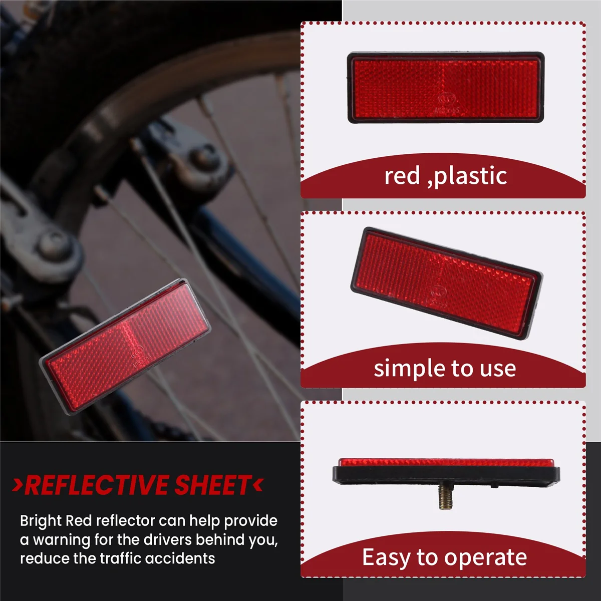rectangle red Reflectors Universal For Motorcycles ATV Bikes Dirt Bikes