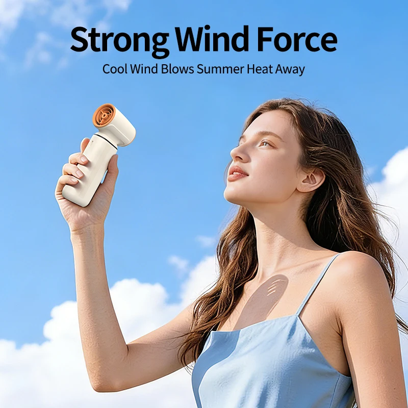 Portable Handheld Fan, 120-Speed Adjustable Mini Turbo Fan, 2400 mAh Rechargeable Battery, Strong Wind, Pocket-Sized Design
