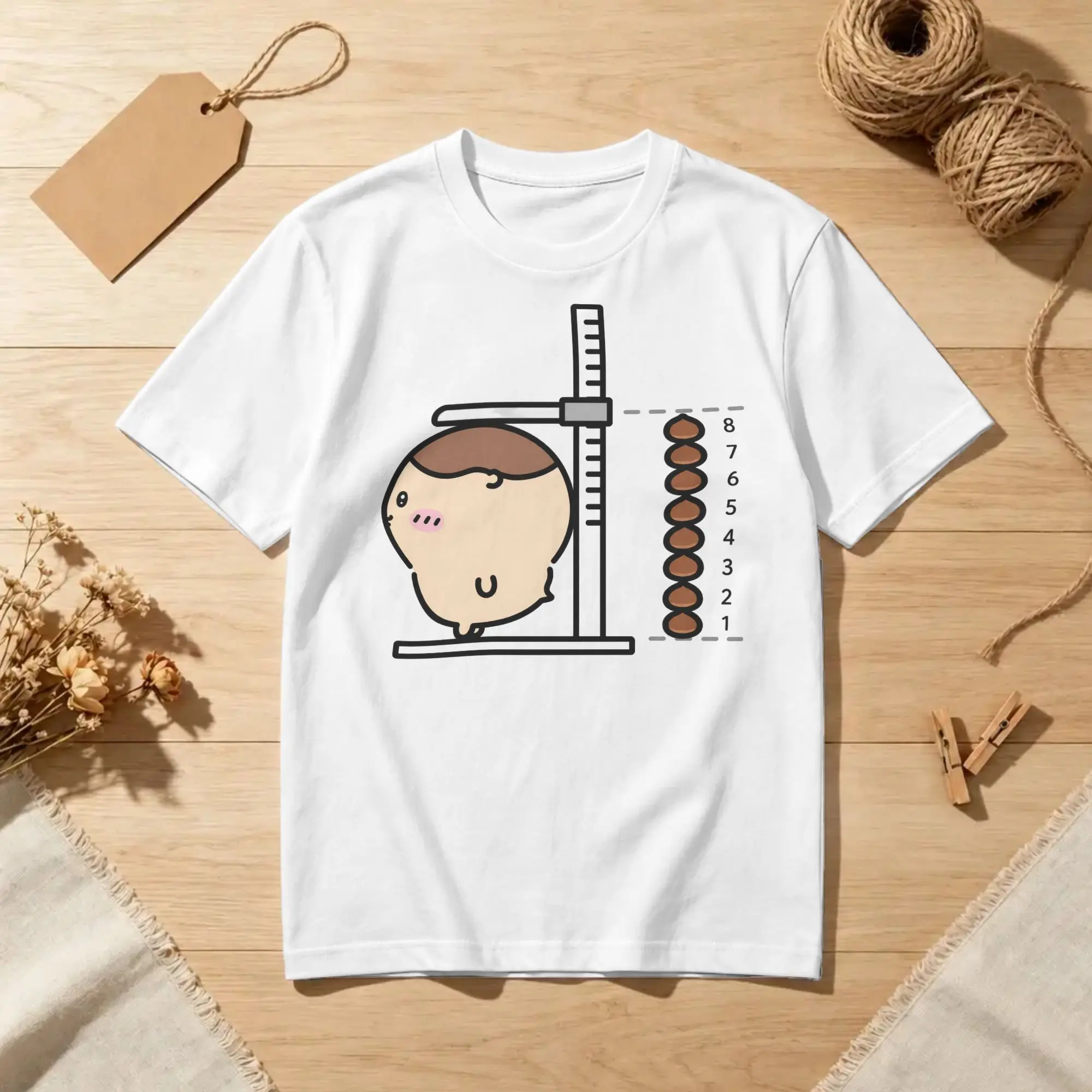 Kawaii Chiikawaii Kurimanju Funny Height Chart Cartoon T-Shirt For Men Women Cotton Short Sleeve  Round Neck Summer Top Tee