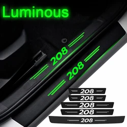 Luminous Carbon Fiber Film for Peugeot 208 Door Sill Rear Trunk Bumper Anti Scratch Dirty Tape Guard Protective Styling Decals