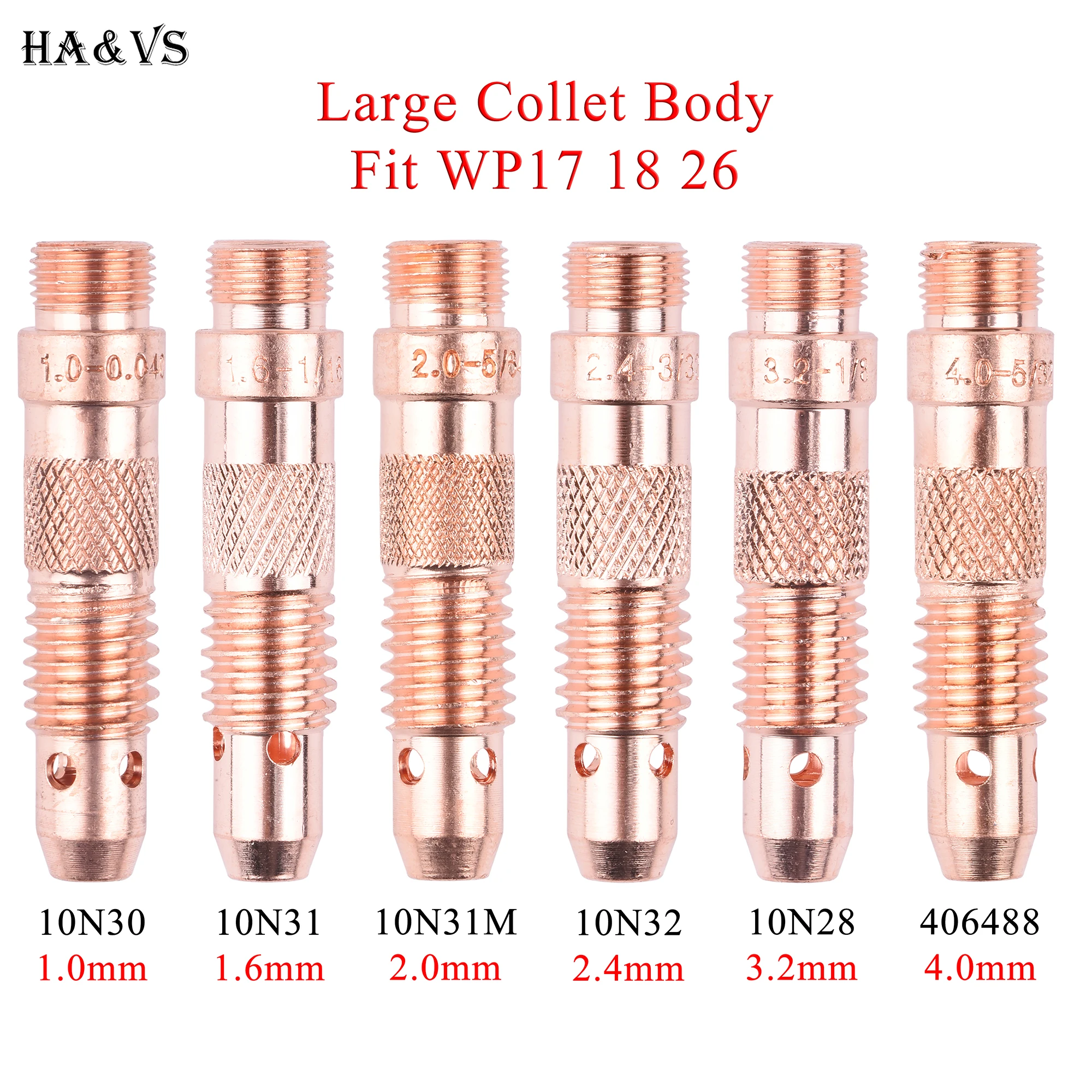 

5/10Pcs 1.0/1.6/2.0/2.4/3.2mm TIG Collet Body 10N30 10N31 1031M 10N32 10N28 406488 For TIG WP17/18/26 Welding Torch Accessories