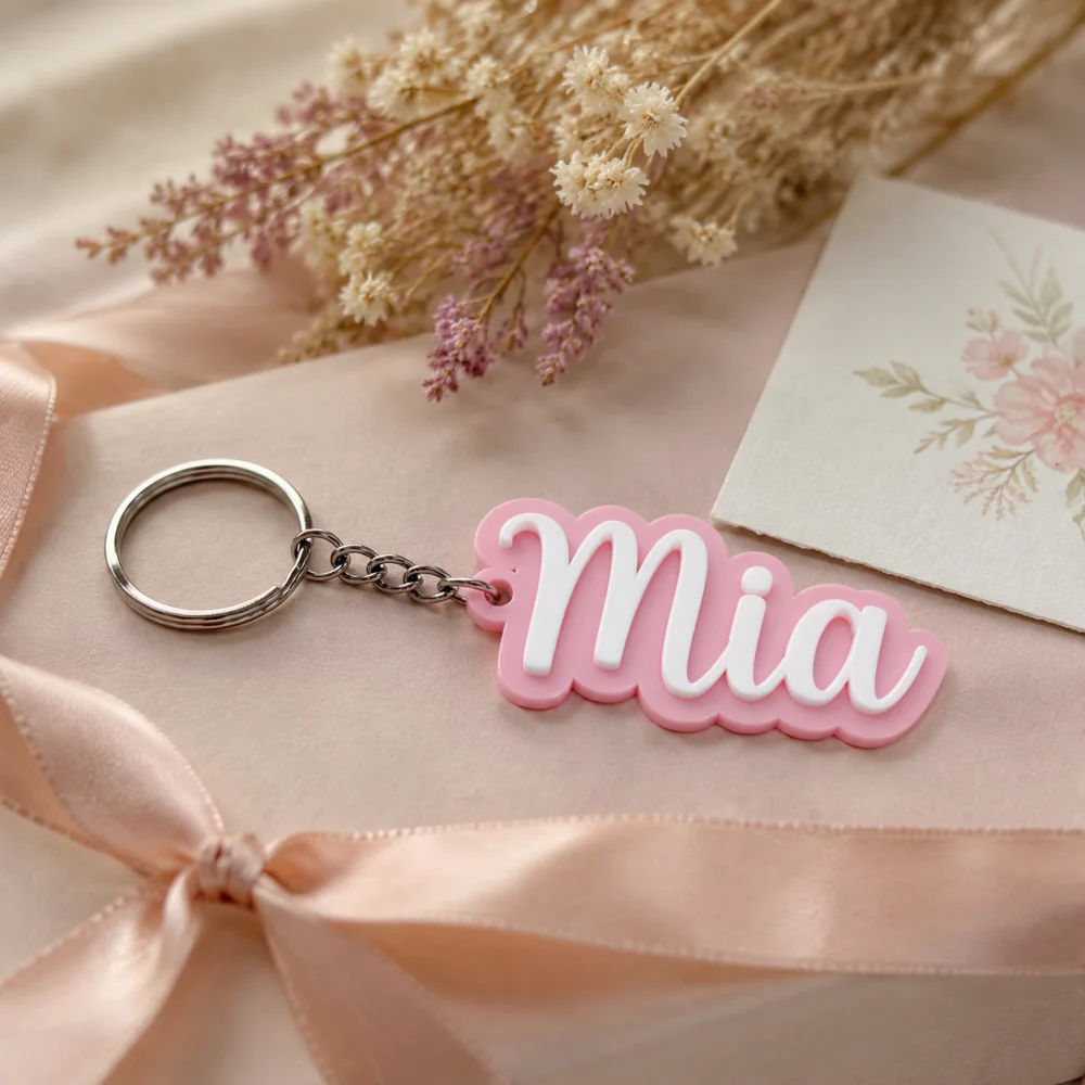 1Pc Customized 3D Name Key Chain Personalized Double Layer Acrylic Key Ring Custom Name Bag Charm Anniversary Souvenir Gift