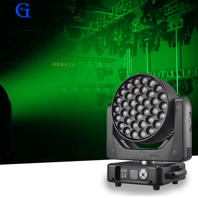 

Профессиональный светильник RGBW 37x15 Вт с подвижной головкой 4 в 1, эффект радуги, DMX, движущиеся головные фонари для мытья бара для вечеринки в ночном клубе DJ