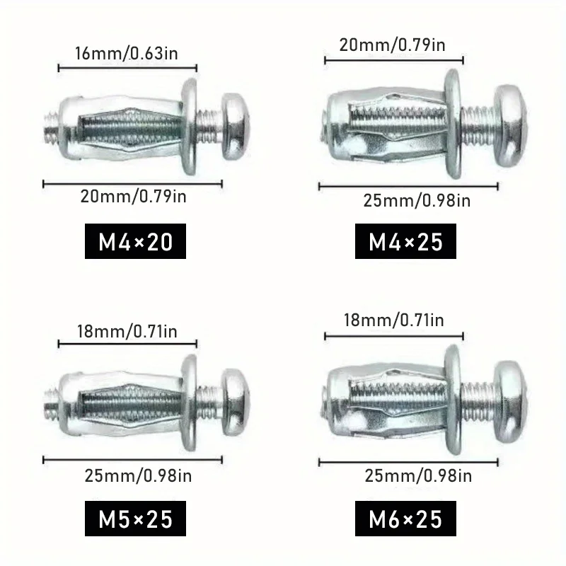 50Pcs Self-Locking Galvanized Metal Panel Screws -Fully Threaded Phillips Drive Rivet Nuts Flat Head Petal Nut Bolts for Fixings