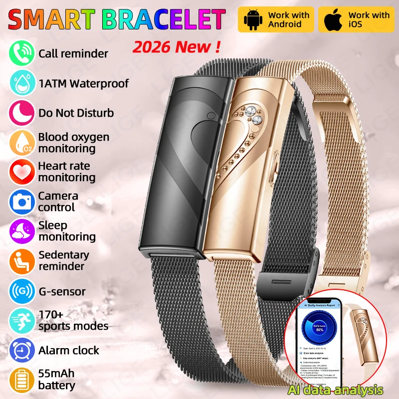 

LIGE Smart Bracelet Real-time Heart Rate Monitoring Sports Fitness Tracker Wristband Waterproof Smart Watch For Couple Fashion