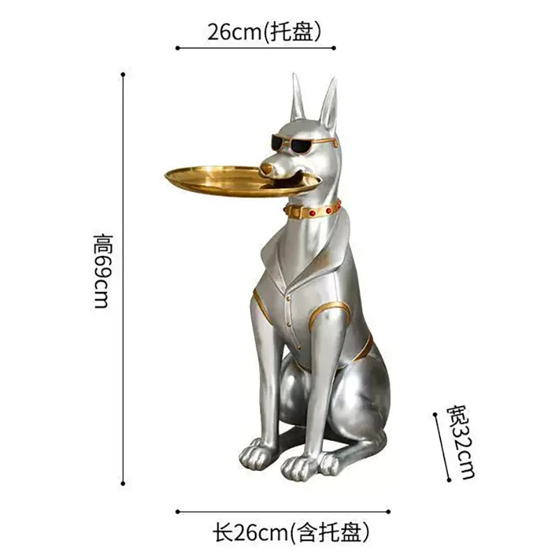 Creative Doberman Dog Statue Floor Decoration Storage Rack Light Luxury Living Room Home Decor Accessories Housewarming Gifts