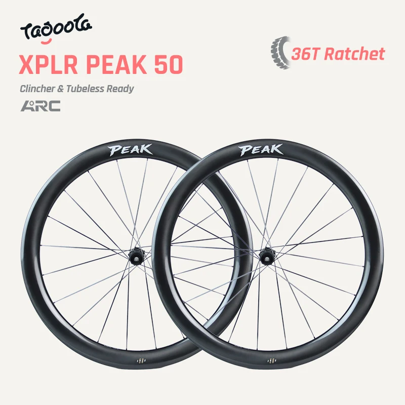 Tagoola XPLR PEAK 50 700C Carbon Wielset 32mm Interne Breedte Gravelbike Wielen Carbon Spaken 1250G Ultralicht S&S Lagers