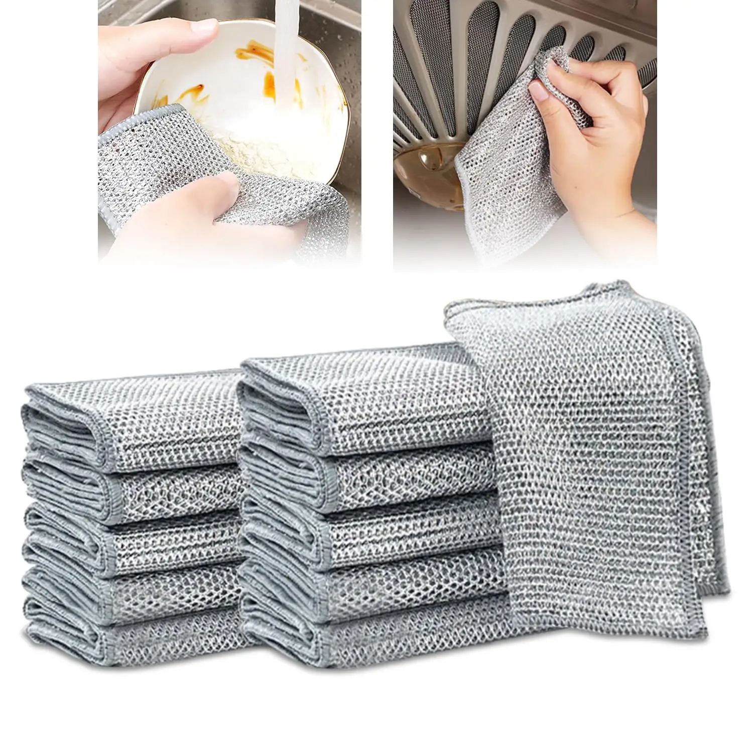 20/5pcs Reusable Wire Dishwashing Rags - Non-Scratch Multi purpose Cleaning Pads for Wet and Dry Dishcloths for Washing Dishes