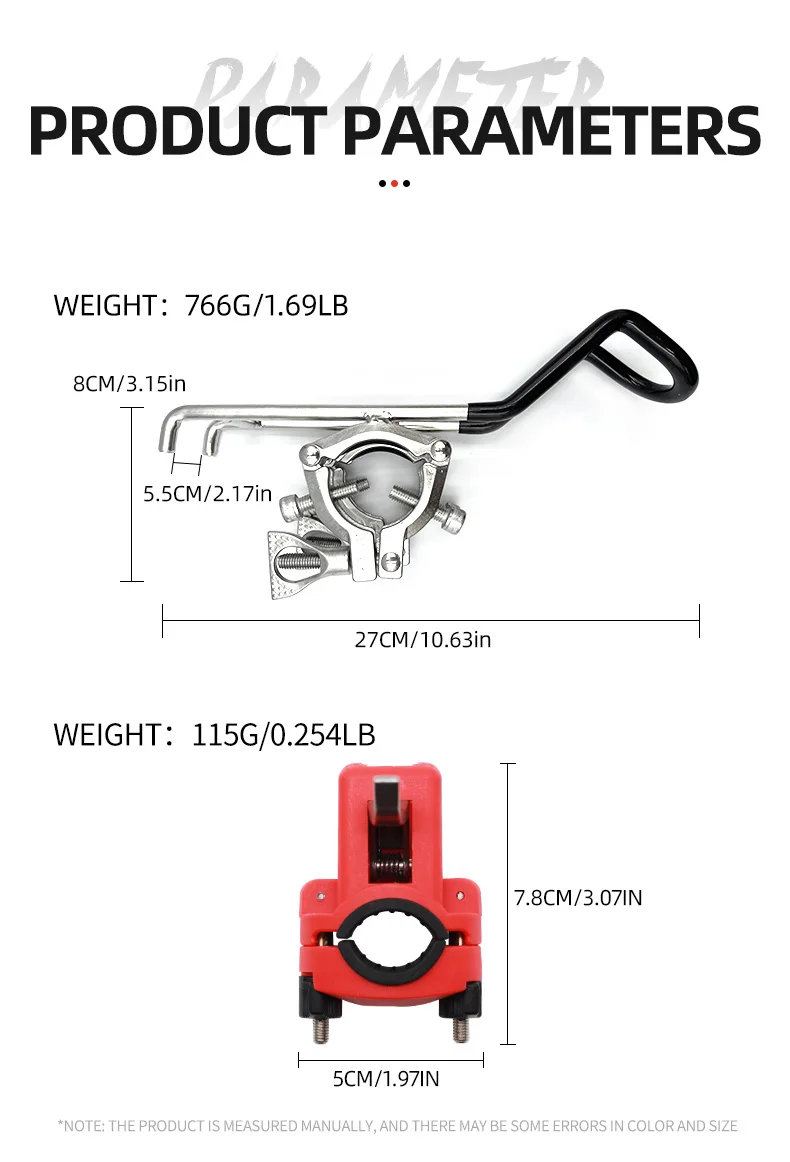 ShareShark Edelstahl-Bootsrutenhalter Verstellbare Reling-Montierte Stangenhalterung Doppelklemme Bootsstangenhalter für Yachten – Detail 2