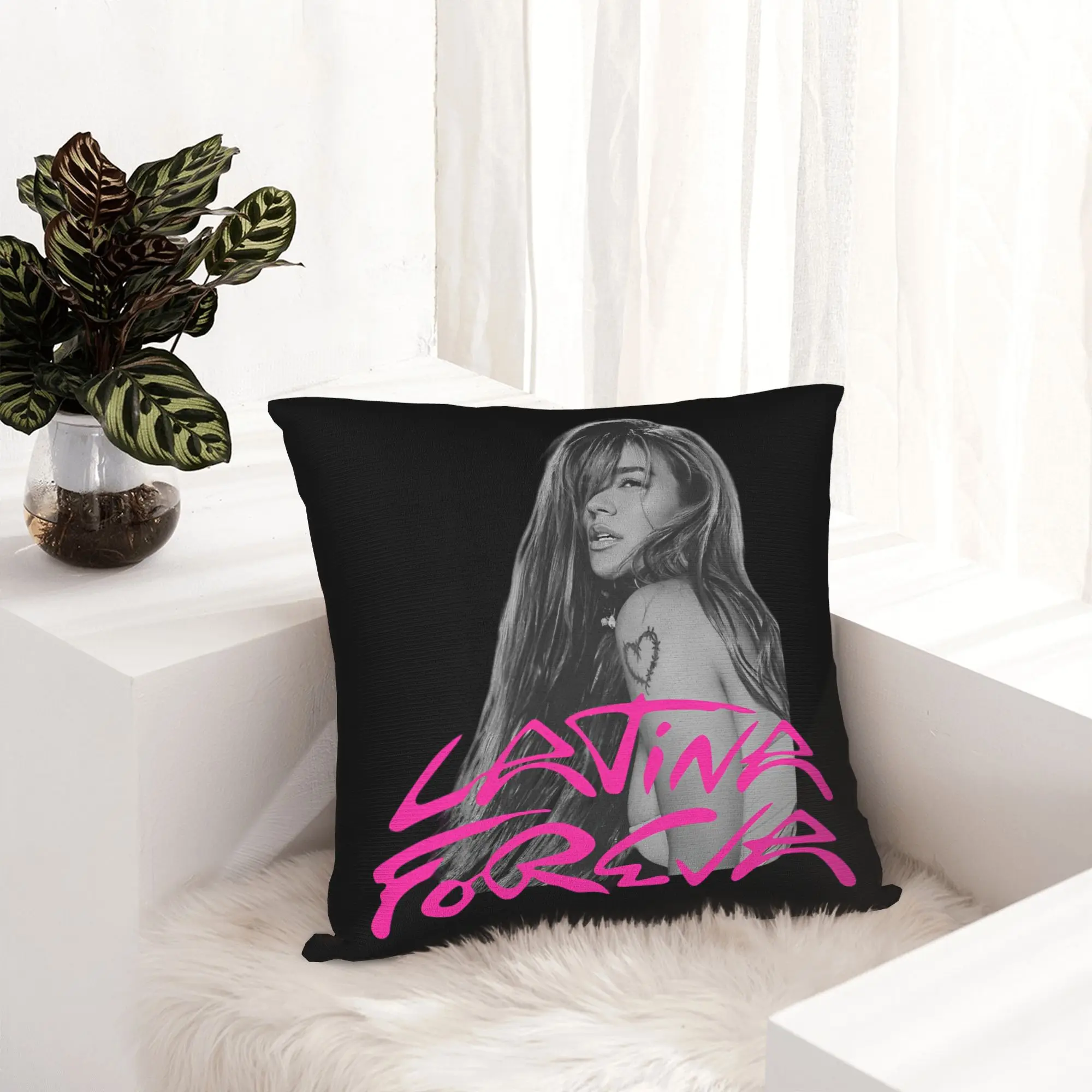 Karol G Tropicoqueta Album Pillowcase Printing Fabric Cushion Cover Gift  Throw Pillow Case Cover Living Room Square 40X40cm