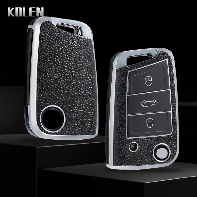 Tpu Auto Flip Schlüssel Fall Abdeckung Shell Fob Für VW Volkswagen Golf 7 MK7 Tiguan MK2 Für Sitz Ateca Leon FR 2 Ibiza Skoda Octavia A7