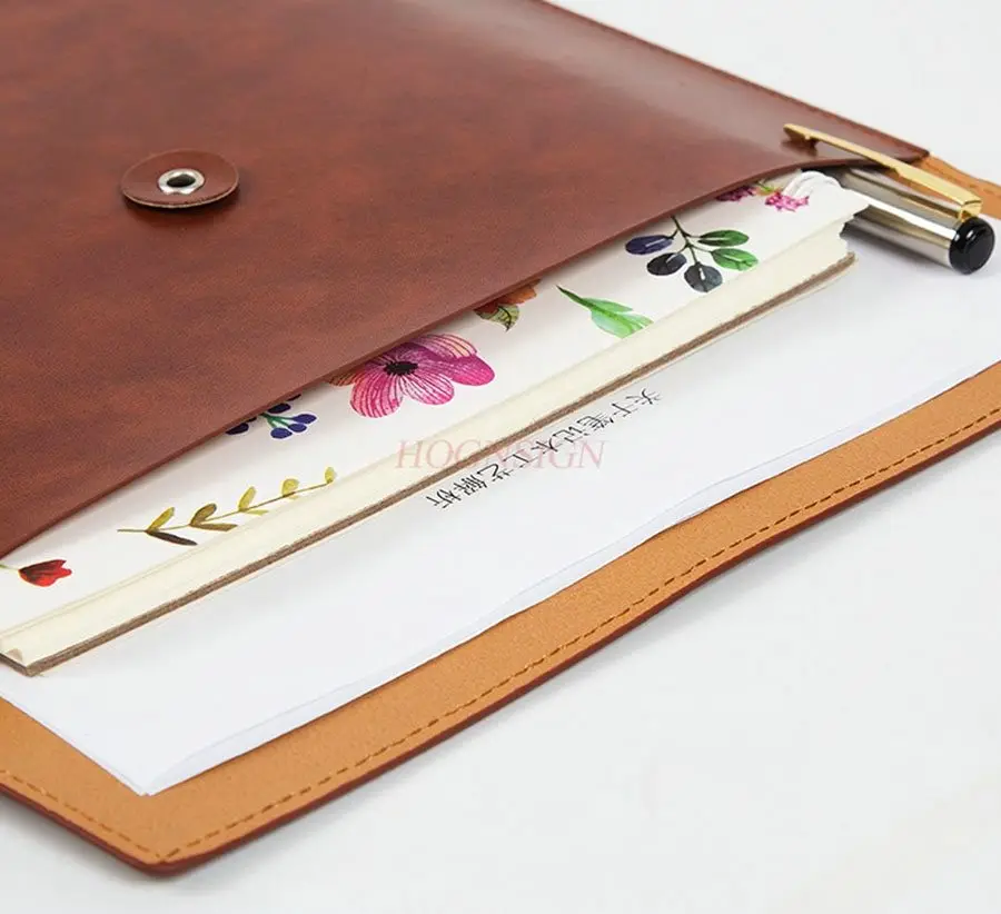 A4 Business Leather Document Bag Large Capacity Handheld Simple Data Archive Bag High end Meeting Storage Bag Bid