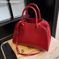 MOODS Branded Red Color Large Size Women Handbags Retro Pure Color Suede Shoulder Shopper Tote Bag 2024 Luxury Designer Handbags