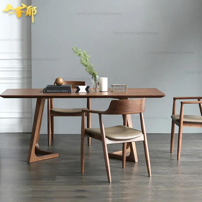 

Nordic Minimalist Design Dining Table Solid Wood Simple Modern Dining Table Chair 120-280cm Home Furniture Muebles
