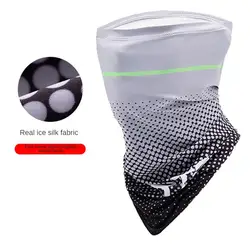 Máscara facial de Ciclismo de seda de hielo, protector solar, absorción del sudor, senderismo, Camping, caza, bufanda de tubo para el cuello, bufanda mágica para motocicleta