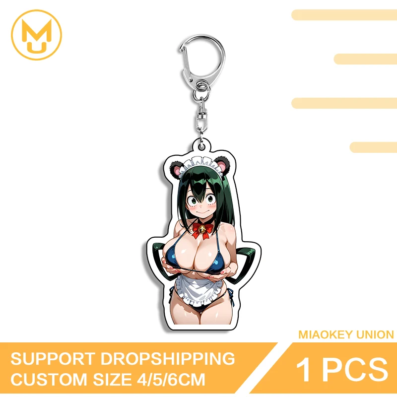 Seductive Maid Uniform Asui Tsuyu Big Boobs Alluring Waifu Artistic Creative Edgy Double Sided Keyring Elf Like Novelty Jewelry