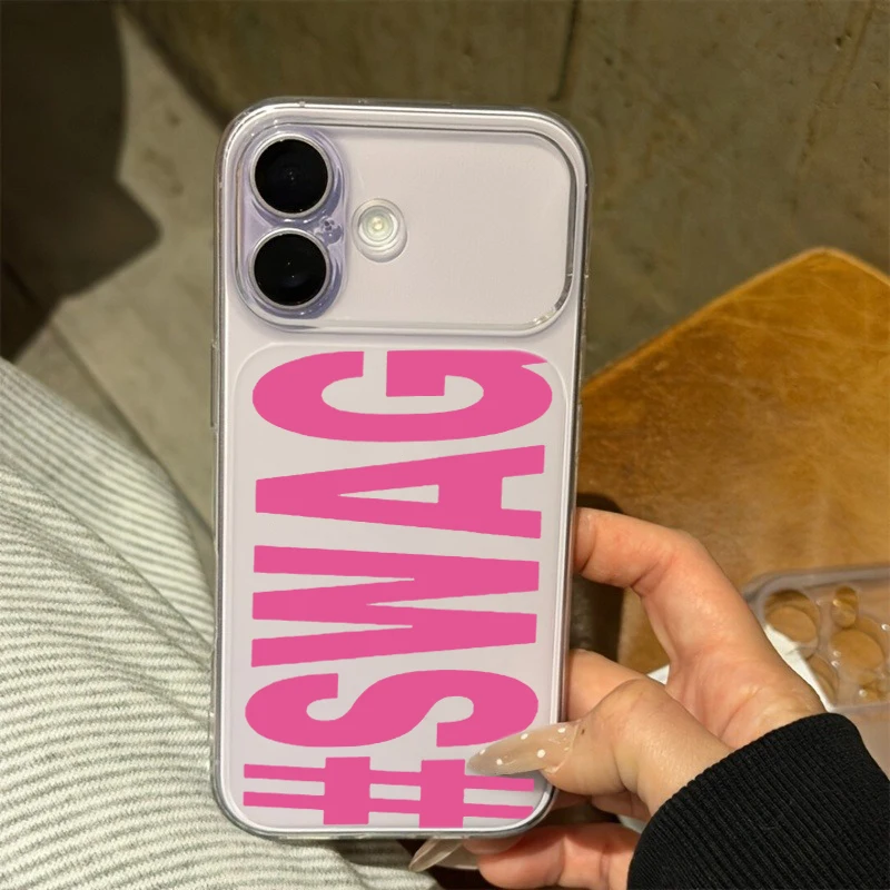 Hot Pink Black SWAG Letter Clear Phone Case for iPhone 17 16 Plus 15 Pro 14 13 12 11 Pro Max X XS XR 7 8 SE TPU Protection Cover - view 3