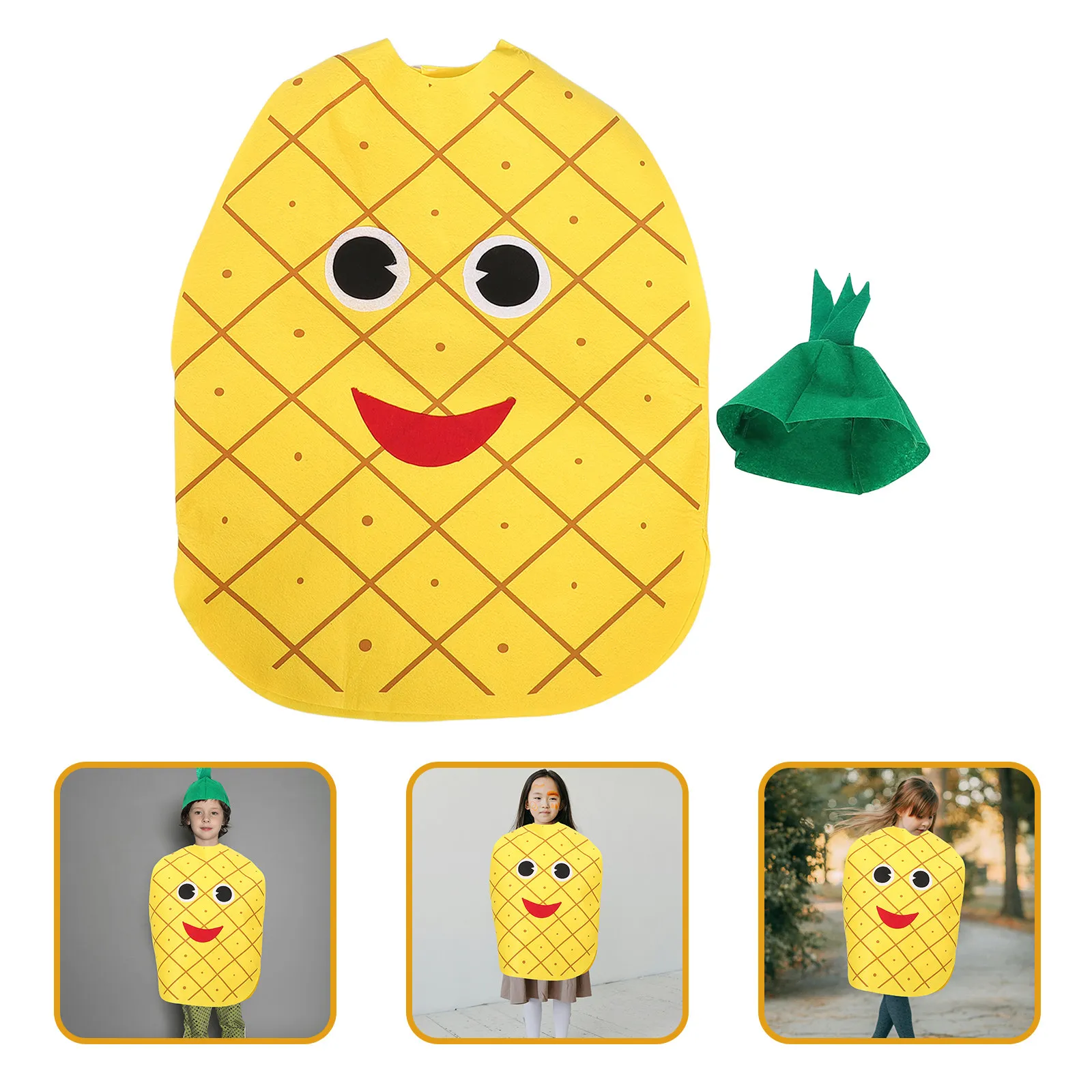 1Pcs Children Fruit Costume Pineapple Shape Loose Fit Kids Cosplay Halloween Performance Party Fashion Show Prop