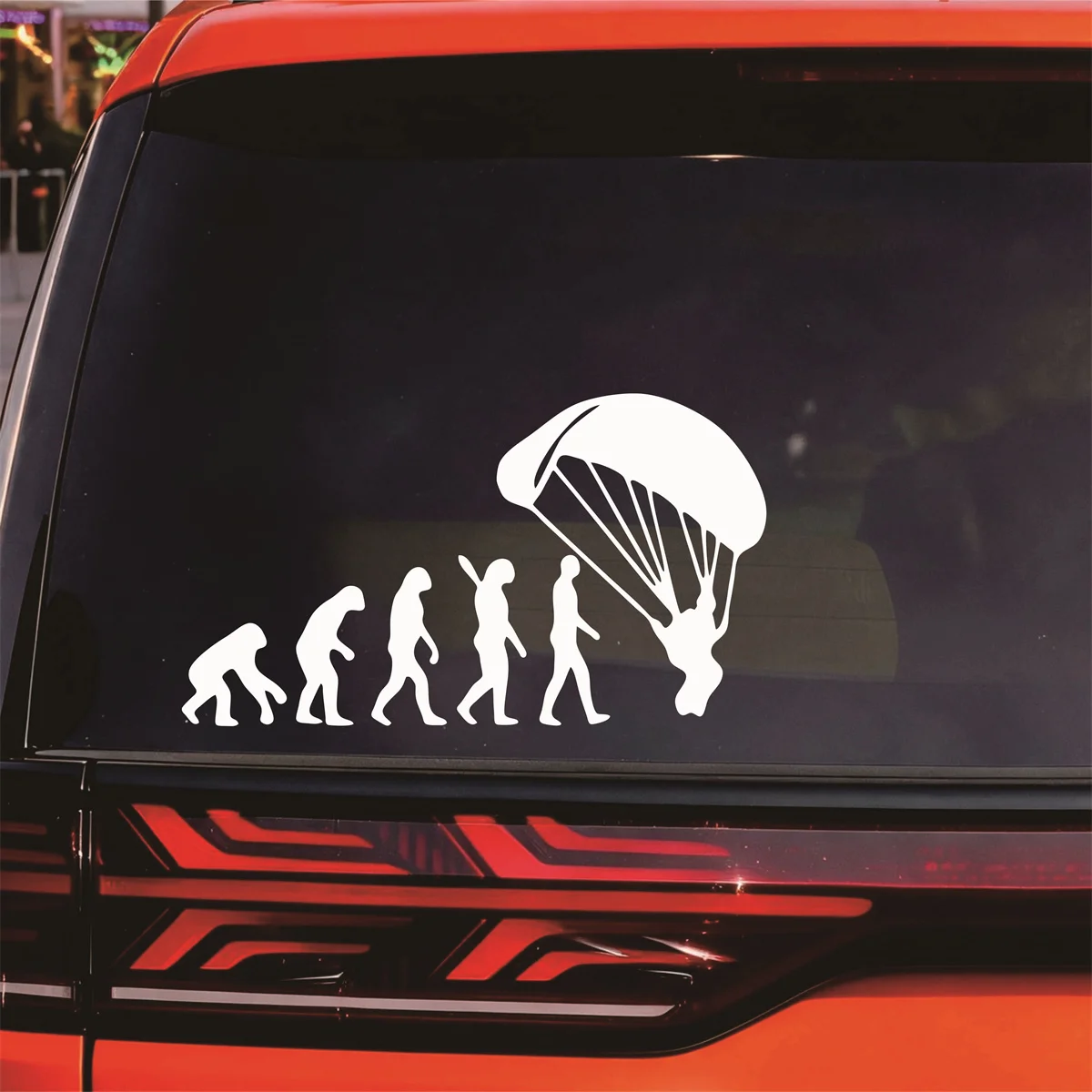 Funny Human Evolution Paraglider Vinyl Car Decal Waterproof Sticker Window Door Wall SUV Hood For Toyota Honda Kia Ford Hyundai