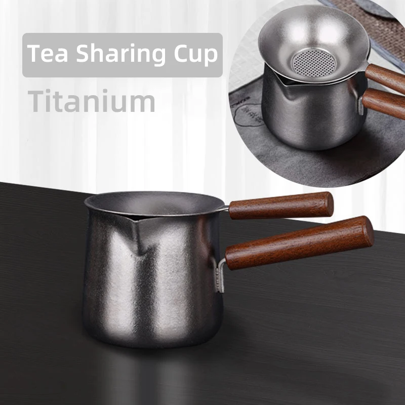 Titanium Share Tea Cup with Wooden Side Handle Milk jug Coffee pot Tea Strainer Infusers titan Mugs Teapot