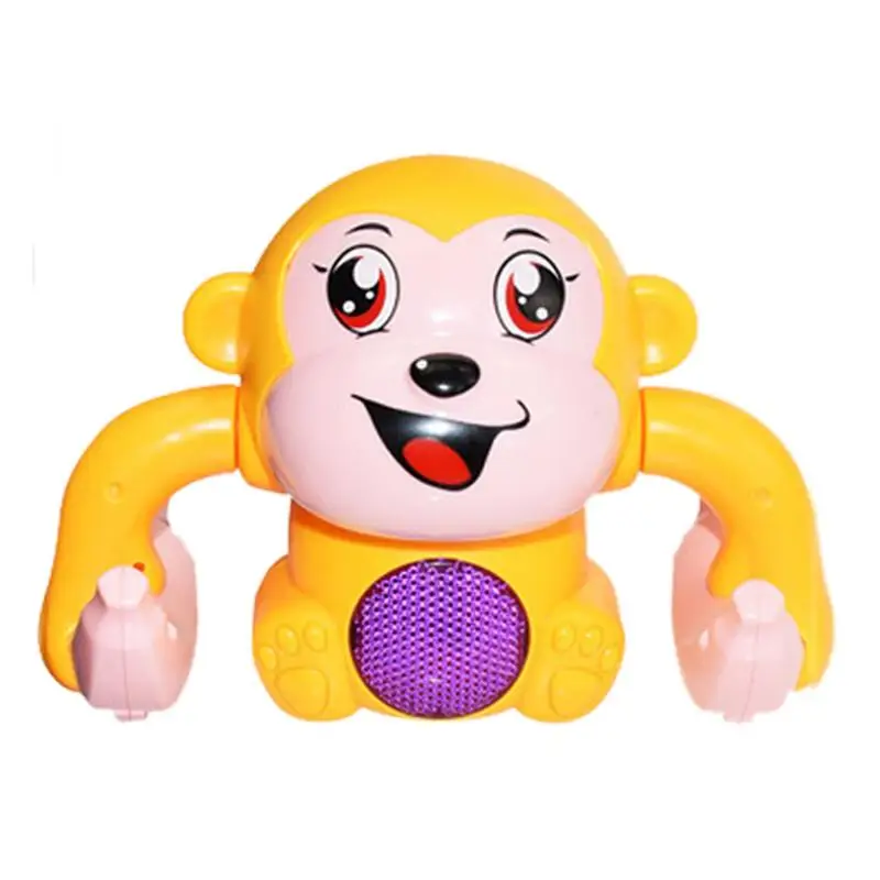 Macaco lançador elétrico luz música crianças modelo animal brinquedo controle de voz indução dos desenhos animados rolando banana brinquedo elétrico do bebê