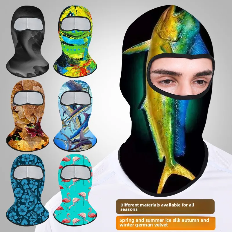 Men Women Outdoor Riding Full Cover Sunscreen Mask Marine Digital Printing Pullover Hat Beach Windproof Sandproof Ice Silk