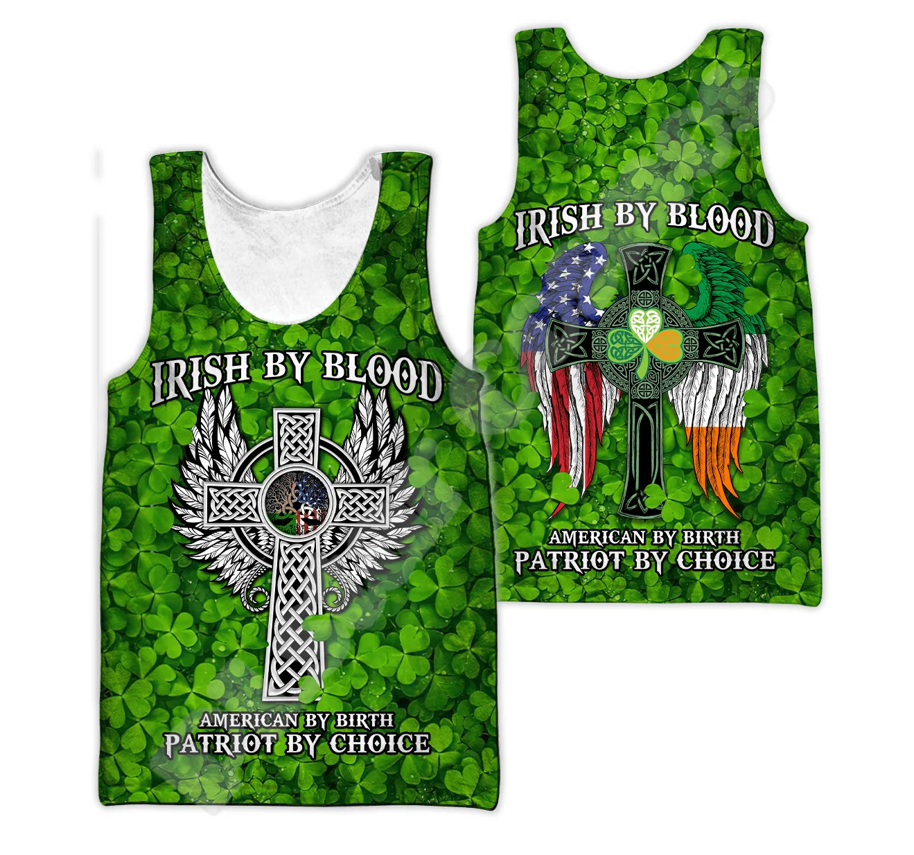 

Custom Name Country Flag Ireland Clover Irish St.Patrick Tattoo Vintage 3DPrint Summer Harajuku Casual Vest Sleeveless TankTop C