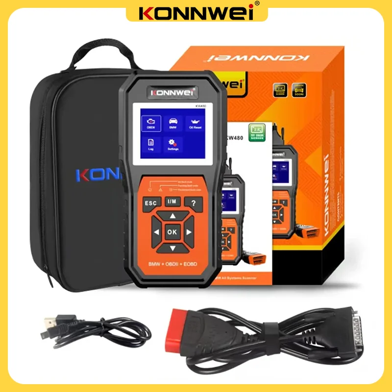 KONNWEI-herramienta de diagnóstico de coche KW480, escáner OBD2, lector de códigos ODB2, sistema completo para BMW/KW208/KW510/KW850/KW206