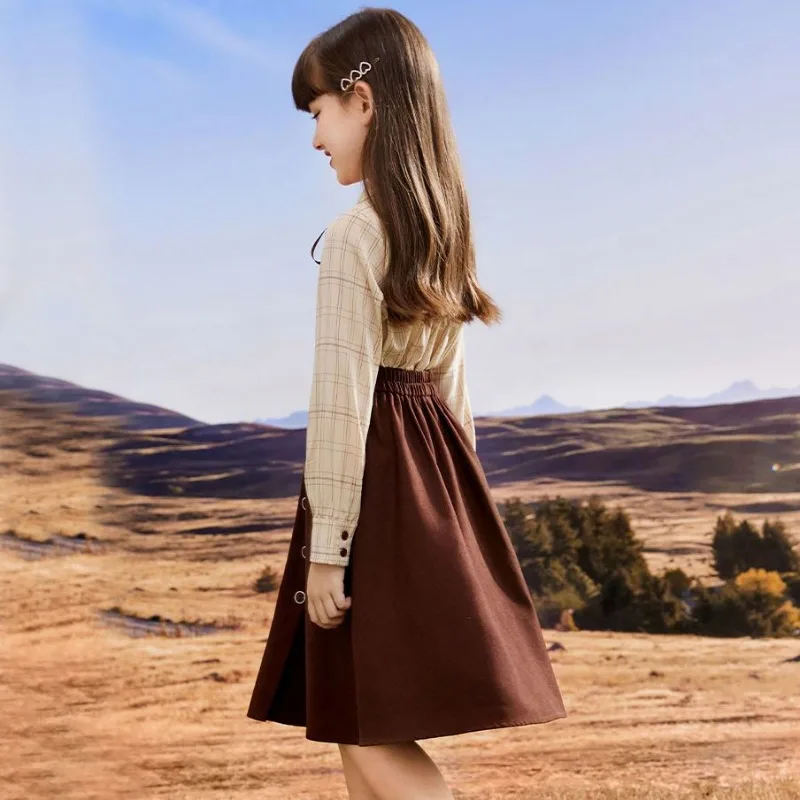 New Autumn Girl's Korean Style Stylish Blouse Skirt Casual Children's Clothing for School Outdoor Color Options Available