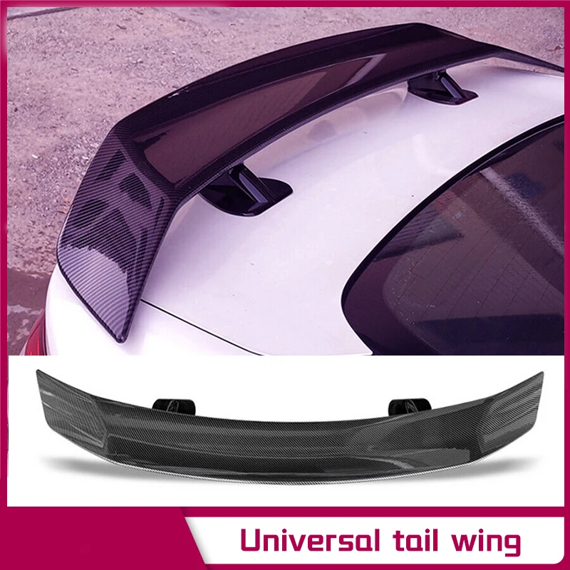 

53 INCH Car Tail-free Trunk Universal Spoiler Wing Carbon Fiber Look w/ Adhesive