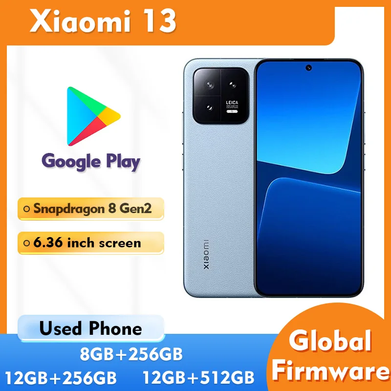 هاتف Xiaomi 13 5G 6.36 بوصة 1900nits ذو سطوع الذروة CPU Snapdragon8 Gen2 4500mAh 54MP Leica Android مستعمل #1