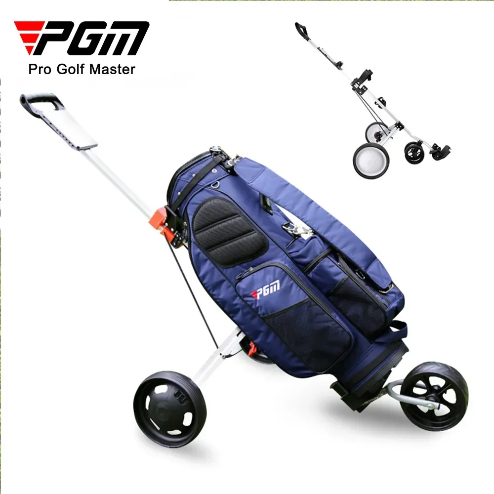 PGM QC001 Golf Trolley With Brake 3-4Wheels Ball Charter Car Push Pull Aluminium Alloy Portable And Foldable Trolley Accessories