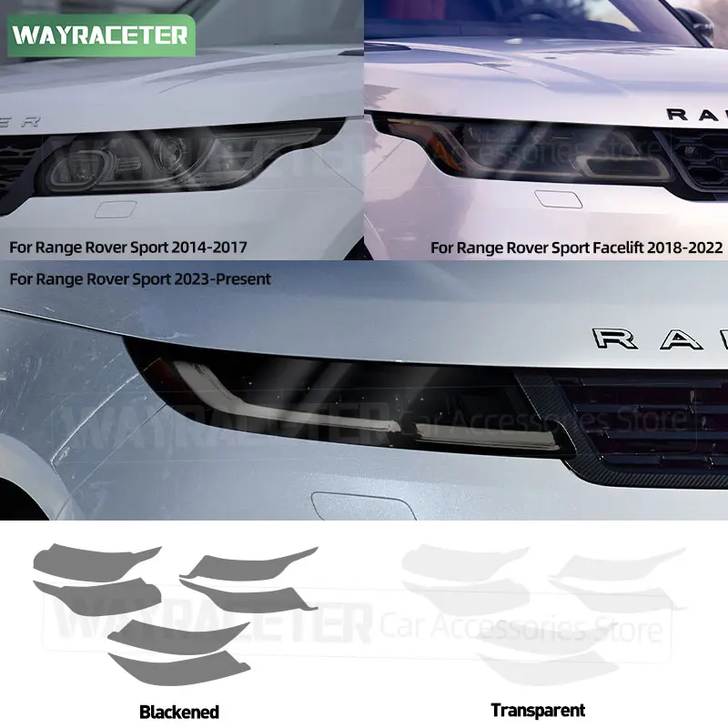 

Car Headlight Tint Smoked Black Protective Film Transparent TPU Sticker For Range Rover Sport L494 2014+ 2018 L461 2023 2025