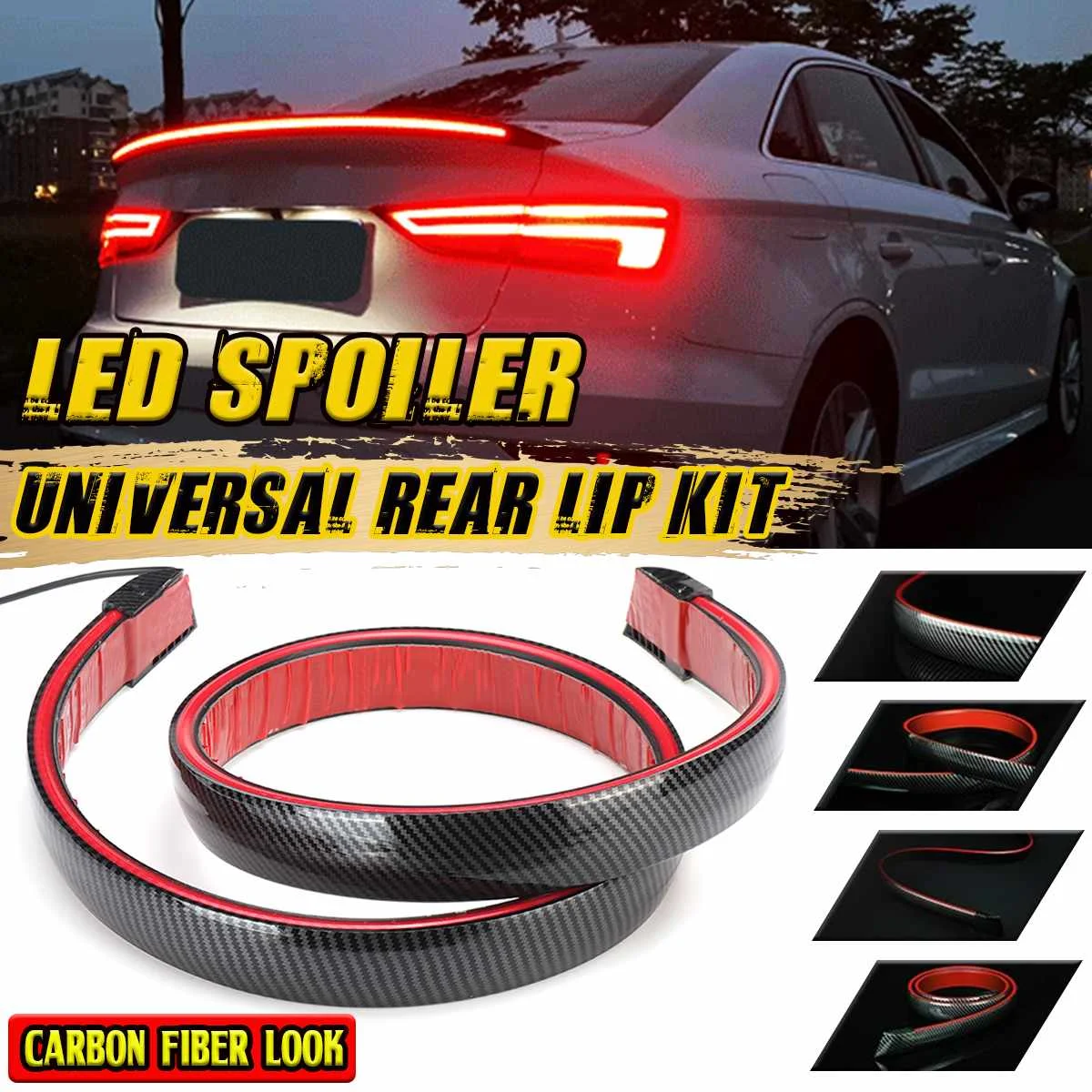 A3 LED Car Rear Trunk Spoiler Lip Light Multifunction Roof Wing Lip Decorative Brake Light Strip For AUDI A3 A4 A5 S3 S4 A6 A7